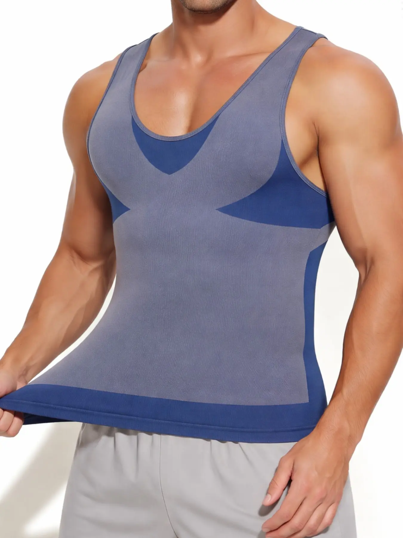 1 Count Men's Firm Control Shapewear Tank Top, Tummy Waist Trainer Vest, Compression Workout Undershirt, Breathable Stretch Body Shaper, Posture Correction Shirt, Waist Trainer Tops, Versatile For Gym, Fitness, Office, Daily Life & Special Occasions