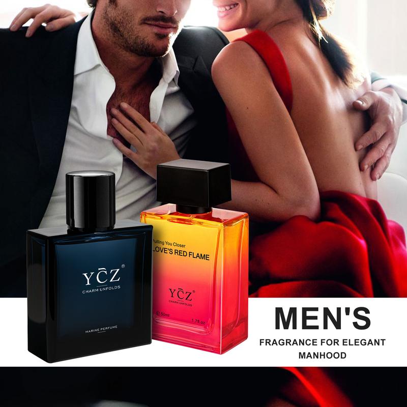 YCZ Men's Cologne 2-Piece Set Marine & Passionate Love 50ml Each Unisex Perfume Duo for All Occasions Long-Lasting Wear Cruelty-Free & Vegan Fragrance Pack Carefully Picked Scents Elegant Scent
