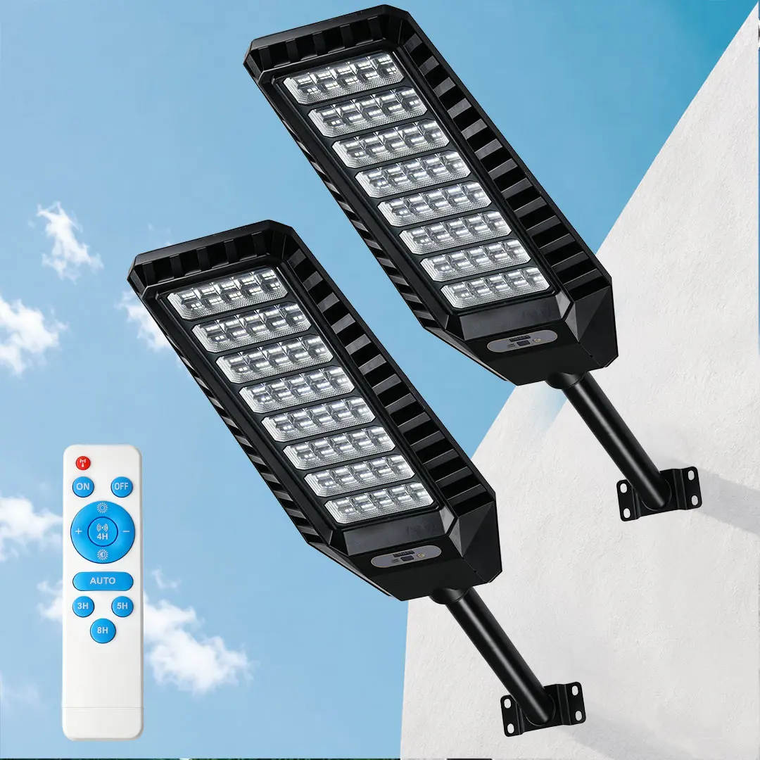 ZL005 Solar Integrated Street Light, 1500W Ultra-Bright LED, Radar Sensor Remote Control & Light Control, Outdoor Waterproof Yard Light, Rural Roadway Lighting Includes Screw Package, Pole, and Remote Control Battery