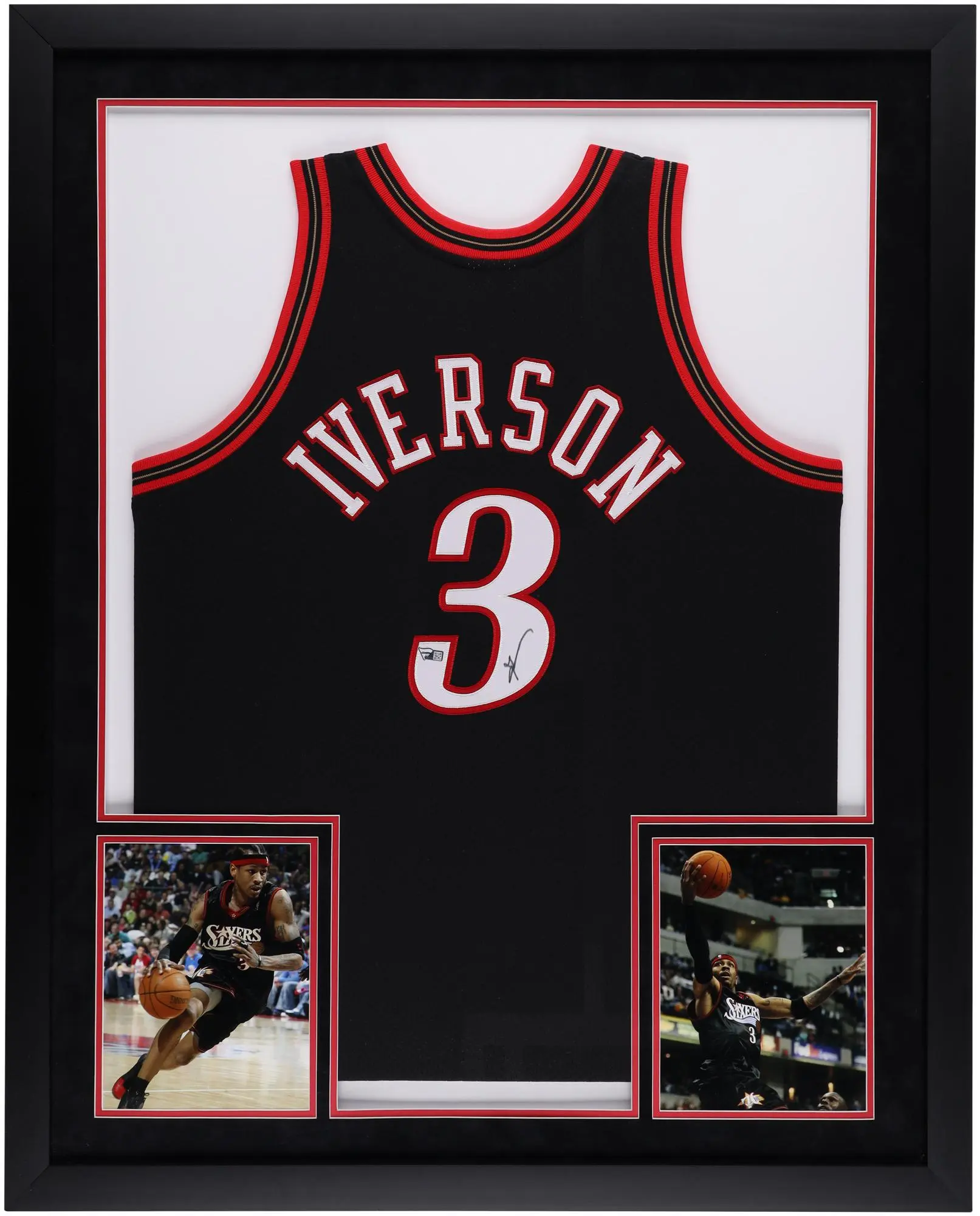 Allen Iverson Philadelphia 76ers Framed Autographed Black 1997-98 Mitchell & Ness Authentic Jersey - Fanatics Authentic Certified