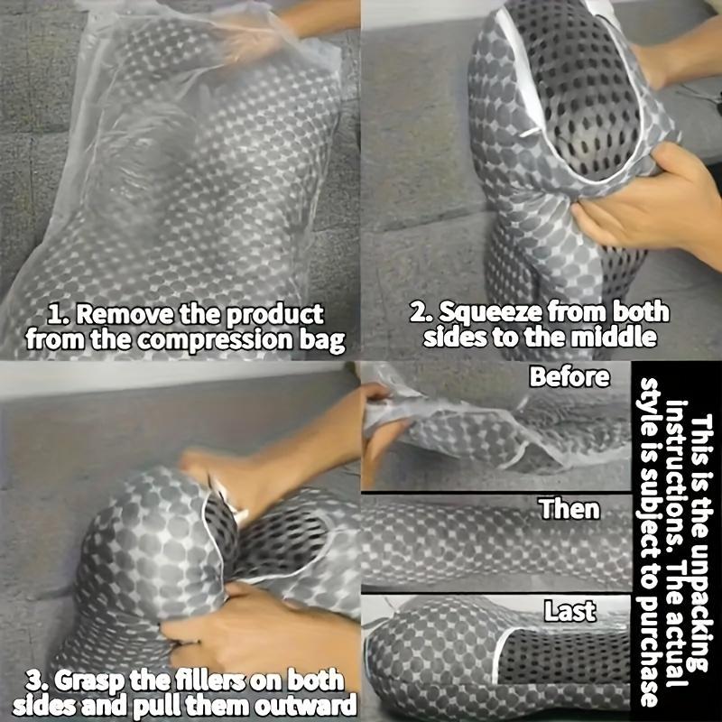 1pc Cooling Ice Fiber Cervical Pillow for Neck Relief & Deep Sleep - Breathable Massage Contour Pillow with Zipper Closure, Machine Washable, All-Season Home Decor for Bedroom & Living Room (Blue)