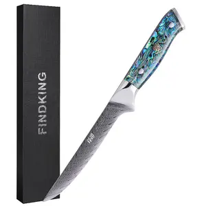 FINDKING Gorgeous Series 6 Inch Boning Knife, Japanese Style Knife, 67 Layers Damascus Steel, Razor-Sharp Blade, Resin Abalone Shell Handle, Professional Kitchen Knife, Skinning, Removing Fat, Filleting, Cutting
