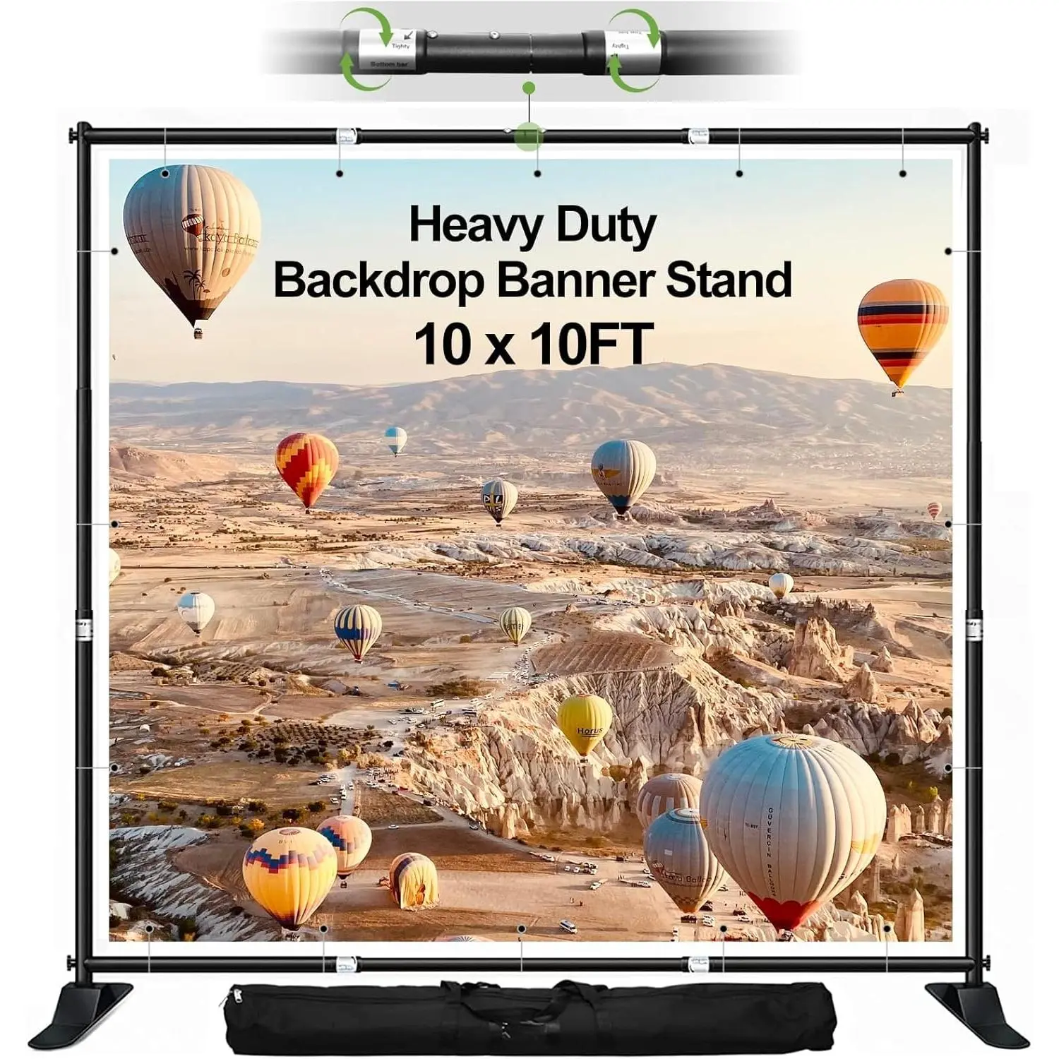 10x10 ft Backdrop Banner Stand, Heavy Duty Adjustable Background Kit With Carrying Bag, Step and Repeat Photography Frame for Trade Show Display Photo Booth Parties