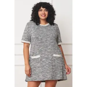 EG fashion Plus Preppy Tweed Shift Dress