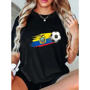 100% Cotton Ecuador Soccer Ball Ecuador Flag Jersey - Ecuador Football T-Shirt