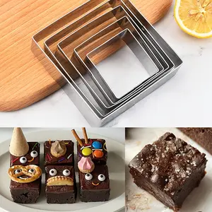 Rectangular Cookie Cutter Stainless Steel Baking Tool Set, Square Cake Mold Ring Kit, Kitchen Accessories for Baking Enthusiasts, Cookie Molds, Bakery Molds