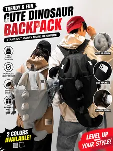 Cute 3D Dinosaur Backpack, Large Capacity Durable Casual Shoulder Bag, Lightweight Unique Teenager Children Student Backpack