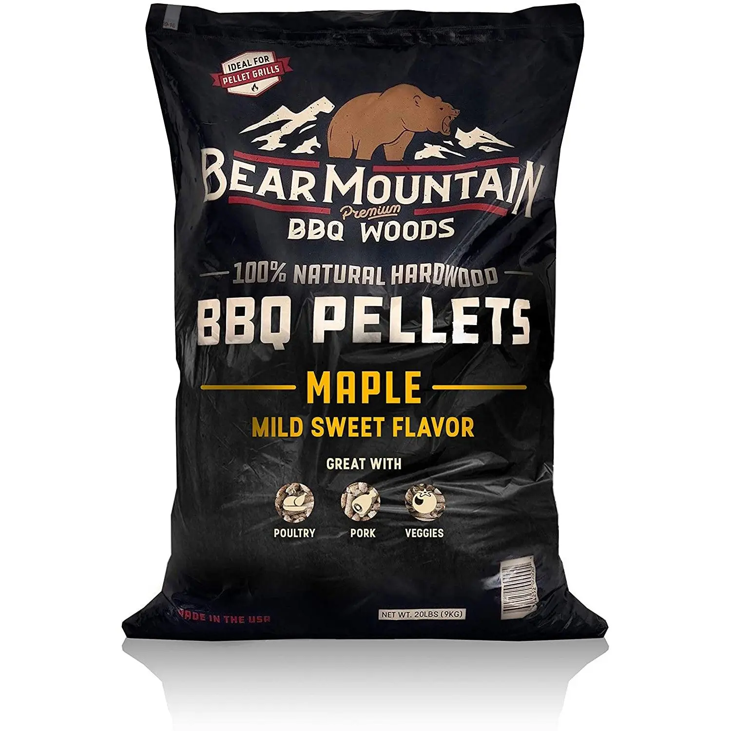 Bear Mountain BBQ 100% Natural Hardwood Maple Sweet Flavor Pellets, 20 Pounds Bear Mountain BBQ 100% Natural Hardwood Maple Sweet Flavor Pellets, 20 Pounds