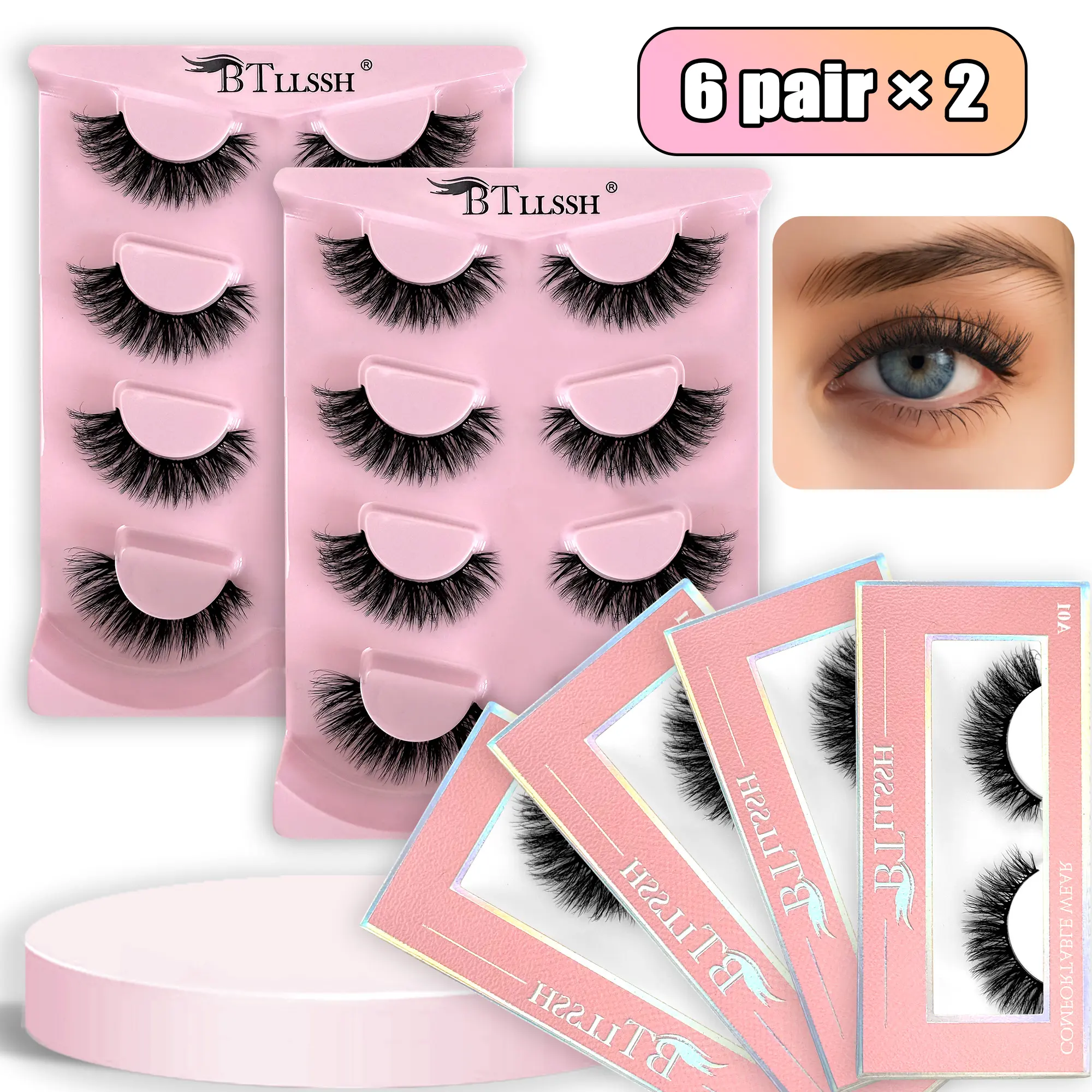12 Pairs 14mm Sweet Natural Short Fake Eyelashes, Fashion Eyelashes, High Quality Eyelashes, DD Curl with 0.15mm Thickness, Non-Toxic Doll Style for All Occasions