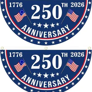 2 Piece American Anniversary Flag Set, 1.5x3 Feet Outdoor Decor, Brass Ring Included, Perfect for Front Door, Porch, Welcome Backdrop