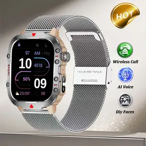 Flashlight Smartwatch Business HD Screen Fashionable Digital Watches Multiple Sports Modes Wireless Call Health Tracker Smart Watch Men Multifunctional 2.01 Inch Wearable Smartwatch for Fitness