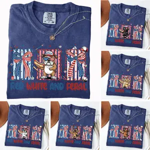 Red White & Feral Dog Shirt  50+ Dog Breeds, USA 250 Years Tee, Funny 4th of July Shirt, Patriotic Dog Lover Gift
