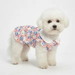 1 pet dog dress, flower print pet dress, suitable for small and medium-sized dogs and cats, sweet and cute pet dress, suitable for spring and summer, Poodle