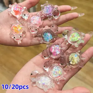 Glowing Mini Turtle Statue Set, 10/20pcs Glow in Dark Resin Painted Sea Animal Decorative Figurines, Ocean Theme Party Decorations for Home & Garden