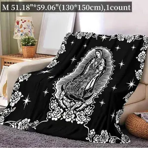 Soft Funny Throw Blanket Virgin Mary Pattern Blanket Warm,Air-conditioned Room,Comfortable Sofa And Bed Companion,Office,Travel Essentials, Religious Decor