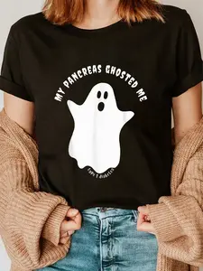 100% Cotton Halloween My Pancreas Ghosted Me, Type 1 Diabetes T-Shirt