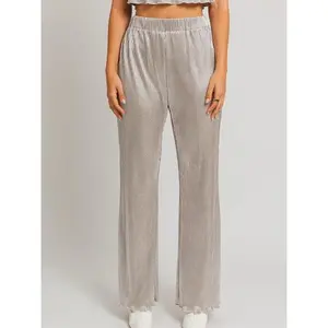Fashion Me Up Metallic Silver Ribbed Pants