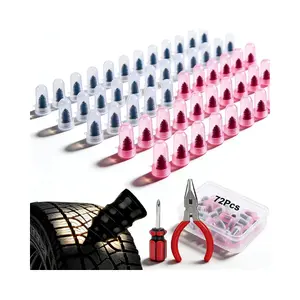 72Pcs Screw in Tire Plugs Kit Tire Repair Rubber Nail Kit Tire Repair Kit Tire Plugs Screw Type Flat Tire Screw Plugs Repair Kit Self Sealing Tire Repair Screws Quick Fix with Screw Tire Plugs Kit