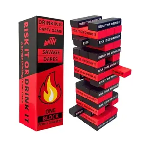 Risky Game Studios Risk It or Drink It Tower Stacking Game | Adult Party Drinking Card Game | Social Icebreaker | Fun Challenges