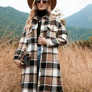 Women's Plaid Print Button Front Flannel Jacket - Coolcool Exclusive - Casual, Womenswear