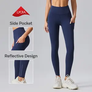 AFZ Women's High Waist Gym Outfits Pocket Leggings Drawstring Fastandfree Alternatives Leggings Reflective for Night Runs with Two Side Pockets for Essentials for Both Petite, Tall and Plus Women Sport & Outdoor Clothing