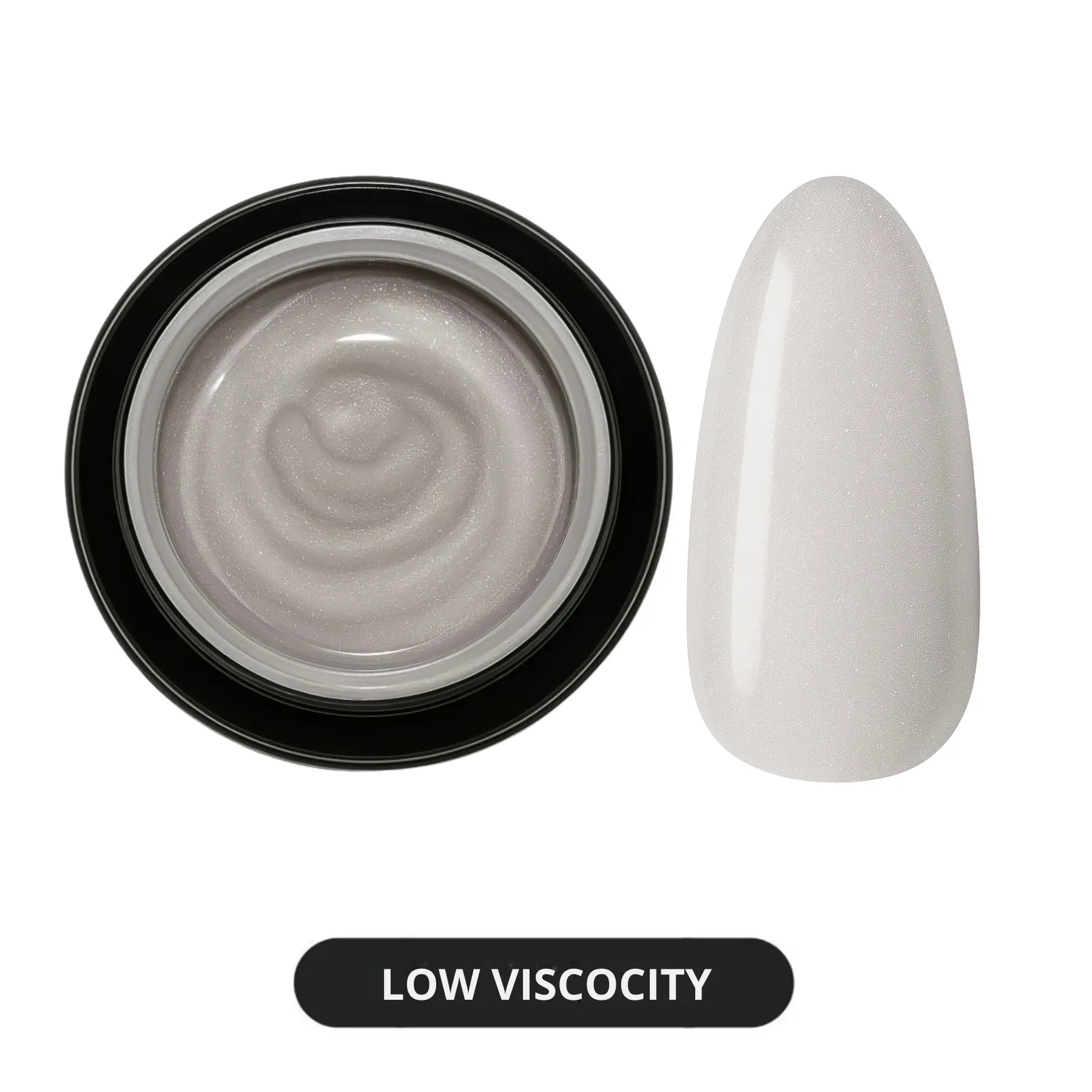 Smooth Durable Cosmetic Builder Gel in a Pot - Shimmer Grey with Full Coverage for Nail Art