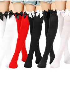 1 Pair New Women Over-the-Knee Stockings Stockings Bow College Style High Stockings Christmas Halloween Stockings, Socks Set