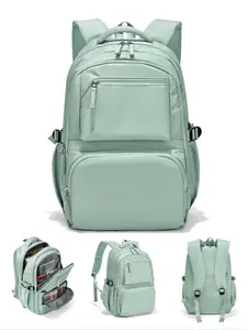 Large Capacity Backpack, Lightweight Waterproof Backpack with USB Charging Port, Casual Solid Color Backpack for School & Outdoor Use