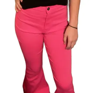 Fit-NEON Pink High Waisted Super Stretch Flared Pants with Zipper Closure 76% Cotton 20% Polyester 4% Spandex Comfortable Fit for All Seasons Chic Party Style