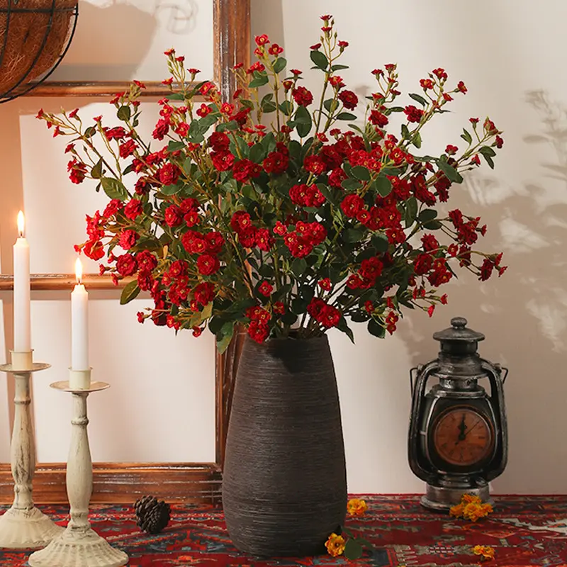 Artificial small rose flowers rose flowers cross-border multi-head artificial flowers artificial flower bouquet wedding decoration handheld fake flowers ornaments