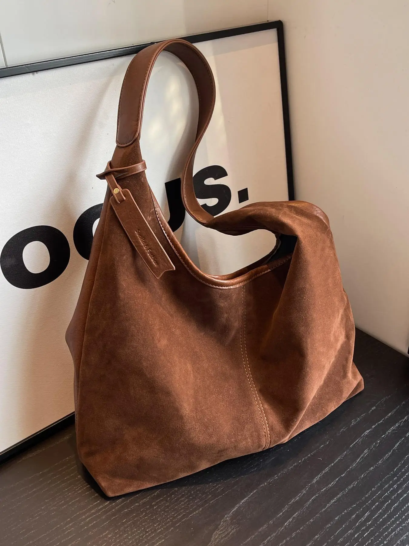 Women's Solid Color Suede Shoulder Bag, Fashionable Large Capacity Underarm Bag for Work & Daily Used, Casual Trendy Versatile High-quality Daily Comm