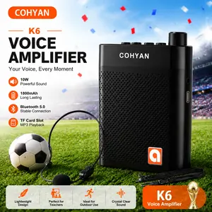 COHYAN K6 Bluetooth 5.2 Voice Amplifier - Rechargeable Battery Portable Wireless Megaphone with 3.5mm Wired Clip-On Headset Microphone, Waistband for Teachers, Classroom, Outdoor Speakers summervibes, outdoorfun