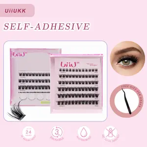 UiiUKK Glue-Free DIY Lash Kit Press on Lash No Glue Lash Self-Adhesive Eyelash Kit Individual Lashes Friendly Makeup Cosmetic Eyelashes with Tweezers 48 Pcs FDA Qualified Reusable Glam Looks black friday deals
