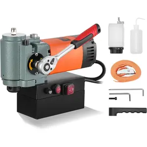 VEVOR Low Profile Magnetic Drill Press, 1300 W, 1.4 in Boring Diameter, 2248 lbf Power Portable Mag Drill Press, 650RPM Speed, with Weldon Shank, for Metal Surface, Industrial and Home ImprovementVEVOR Super Brand Day
