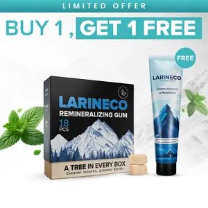 Larineco Remineralizing Gum with Nano Hydroxyapatite & Xylitol – Sugar Free – Dye-Free, Aspartame-Free – Natural Base – Multi Flavours