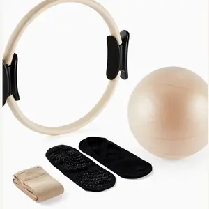 Sorelle Sculpt Pilates Kit Core Tone Set for Home or On-the-Go Workouts with Ring Ball and Socks