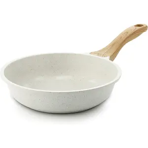 Nonstick Ceramic Frying Pan Skillet, 8-Inch Omelet Pan, Healthy Non Toxic Chef Pan, Induction Compatible Egg Pan with Heat Resistant Handle, PFAS-Free, White