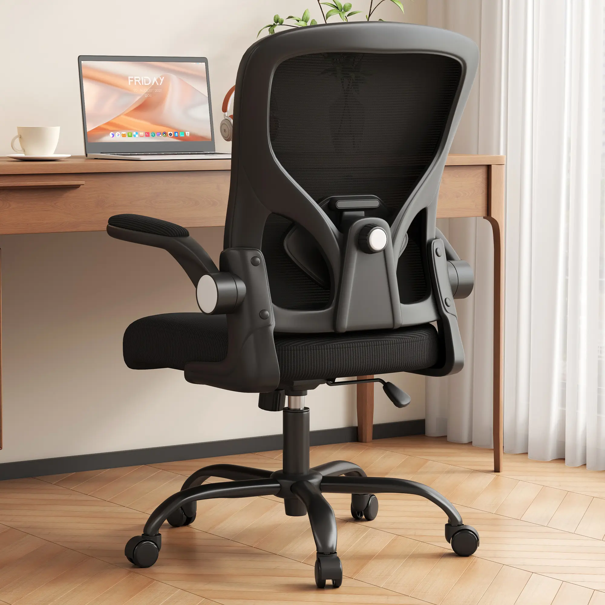 Office Chair Ergonomic Desk Chair with Adjustable Lumbar Support Flip-up Arms,Comfortable Swivel Mesh Back Computer Chair Executive Task Chair for Home Office Use