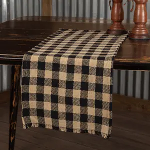 Burlap Black and Tan Check Table Runners