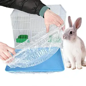 10pcs/set Pet Tray Disposable PE Films Rabbit Litter Mat Cage Tray Cover Cage Chassis Film Cover Toilet Large Changing Pad
