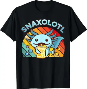 100% Cotton Axolotl-Shirt Snaxolotl Cute Axolotl Snacks Funny Food T-Shirt