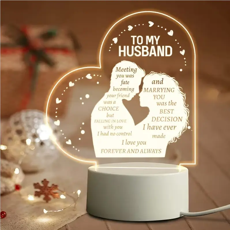 Acrylic Plaque-Shape Decorative LED Light - LED Lights Bedroom, Home Decor, Indoor Lighting, Husband Anniversary Glow Gift for Marking Special Dates (Ideal for Father’s Day, Birthday Gifting)
