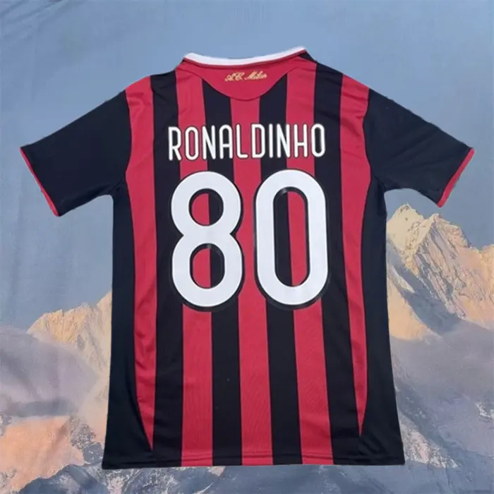 09/10 Home Retro No.80 Ronaldinho Short Sleeve Soccer Jersey
