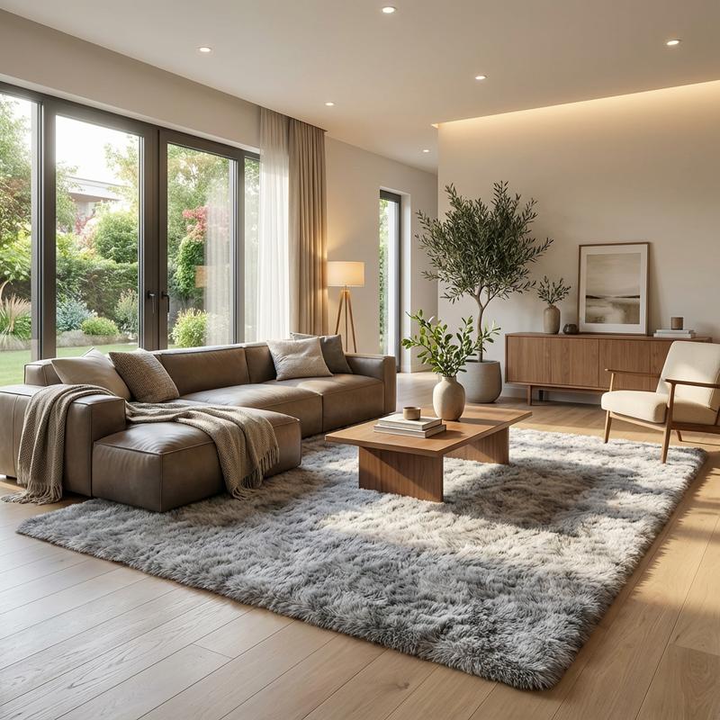 XEXSIN Soft Fluffy Large Modern Area Rugs for Living Room Bedroom Grey Tie-dye Ultra Soft Thickened Memory Foam Indoor Rug Comfy Aesthetic Solid Minimalist Carpets for Girls Boys Nursery Dorm Home Decor