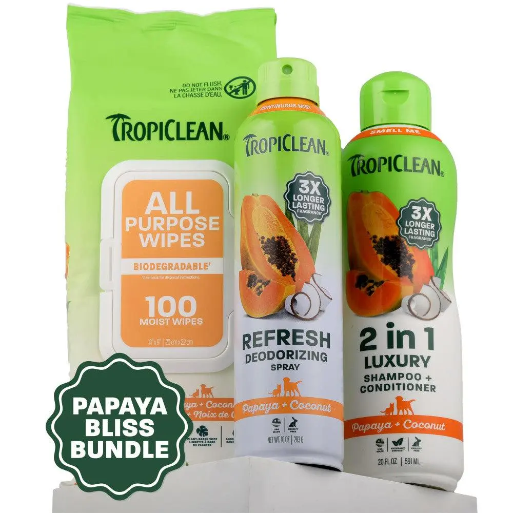 TropiClean Papaya Bliss Bundle for Dogs and Cats