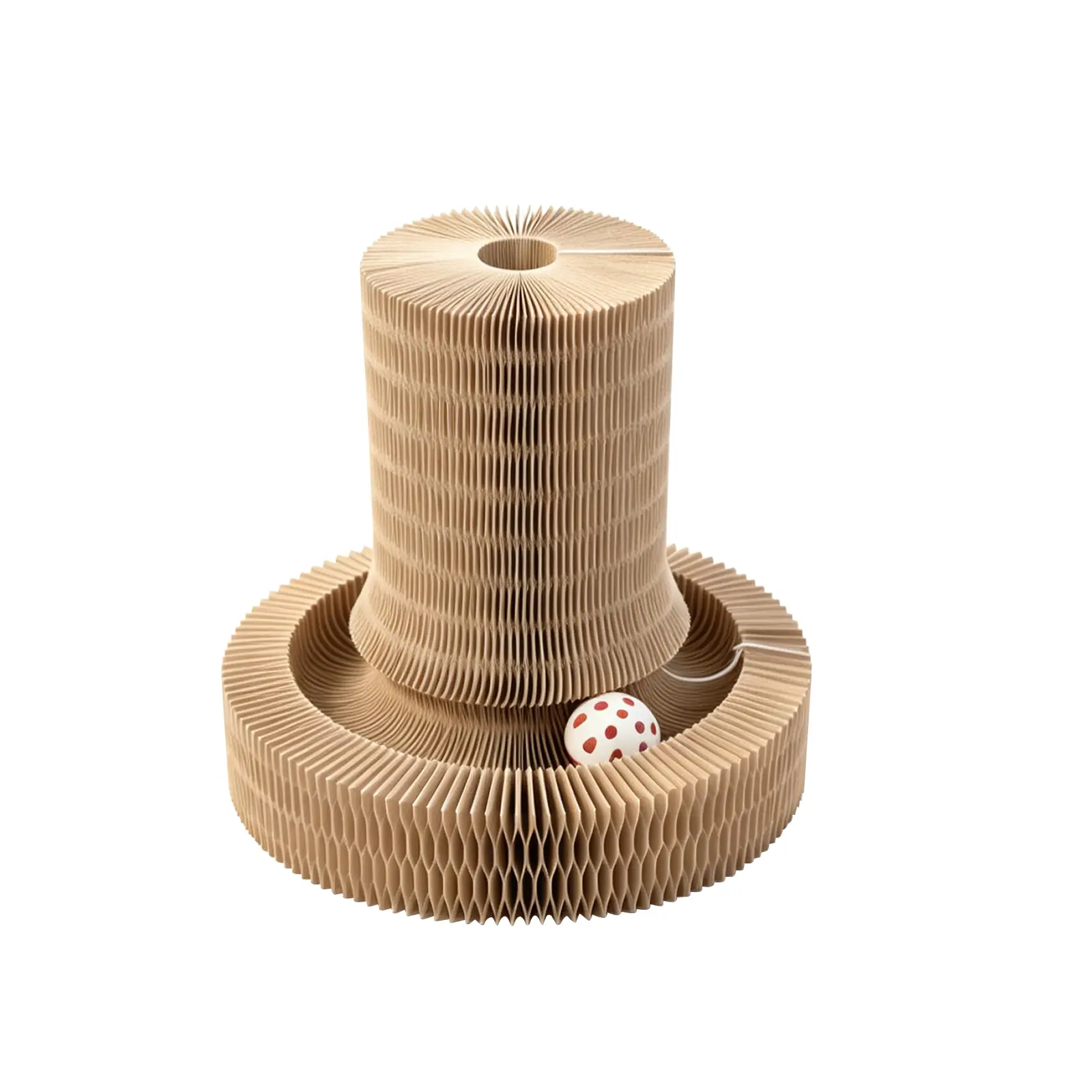 Cat Scratcher Bowl-Post, Accordion-Style Magnetic Transforming Corrugated Paper Scratcher with Gothic Tree Bed, Vertical/Hang Design, Multi-Use Play, Wear-Resistant, All-Season, Easy Cleaning, Space-Saving Interactive Pet Furniture