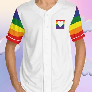 Rainbow Pride Flag Baseball Jersey Love Is Love Pride Shirt White Rainbow Accent Pride T shirt Best Price