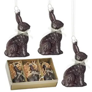 4" Glass Chocolate Bunny Ornament - Sold Individually