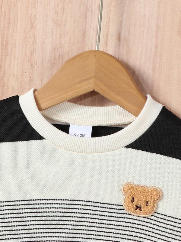Baby Boys' Striped Bear Embroidered Long Sleeve Sweatshirt & Pants Set, Baby Boy Clothes, Casual Fashion for Fall Winter Daily Wear Outdoor Play Party Gift Baby Boys' Striped Bear Embroidered Long Sleeve Sweatshirt & Pants Set, Baby Boy Clothes, Casual Fashion for Fall Winter Daily Wear Outdoor Play Party Gift