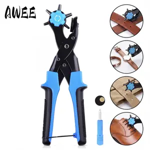 Revolving Belt Hole Punch Tool - No Sore Hands, 6 Hole Sizes, Perfect for Leathercraft & DIY Repairs